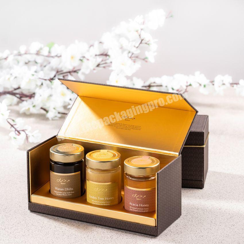 Custom logo printing paper rigid empty honey jar packaging gift box