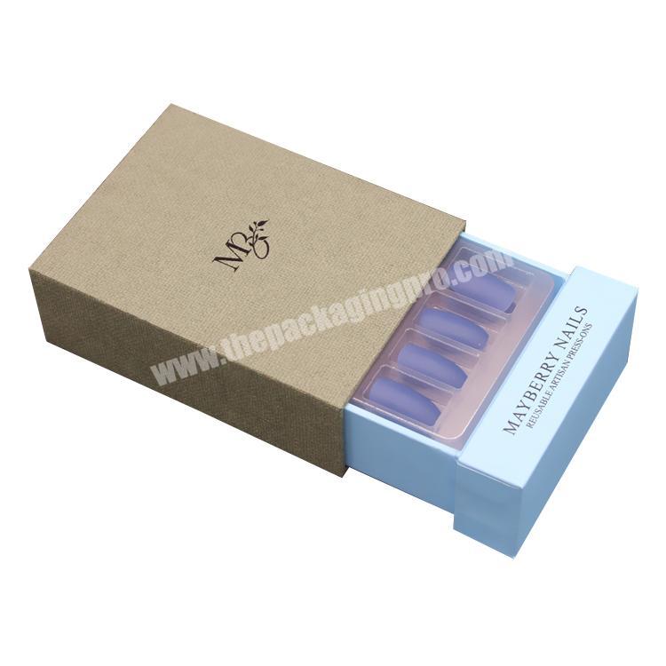 Custom logo printing small retail empty false presson press on nail packaging box luxury nail tip display box