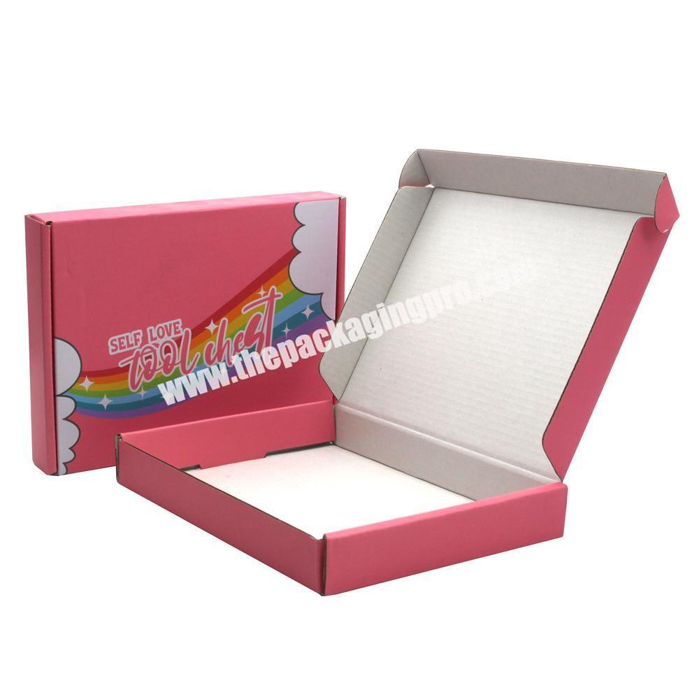 Eco friendly currugated pink small custom mailer shipping box for packiging