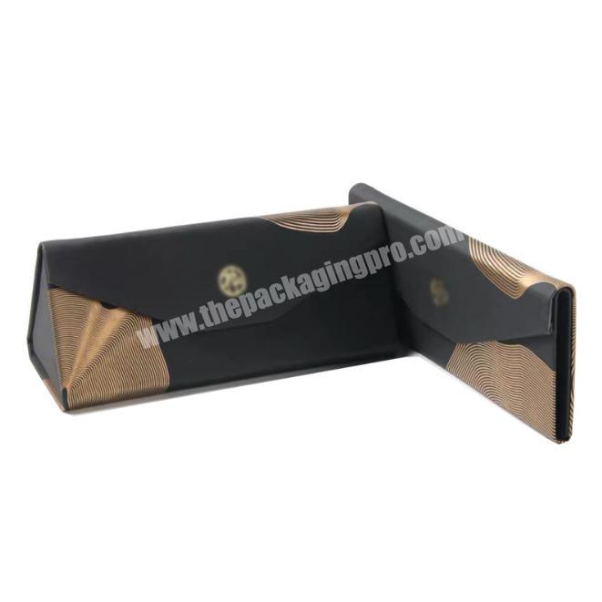 Custom logo triangle cardboard Pu leather sunglass foldable paper packaging box