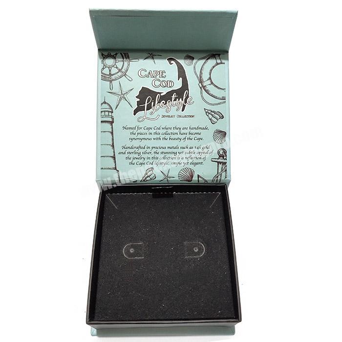 Custom luxury Jewelry Product Packaging Cardboard folding paper With Lid Magnetic flap closure Gift rigid Box inside foam