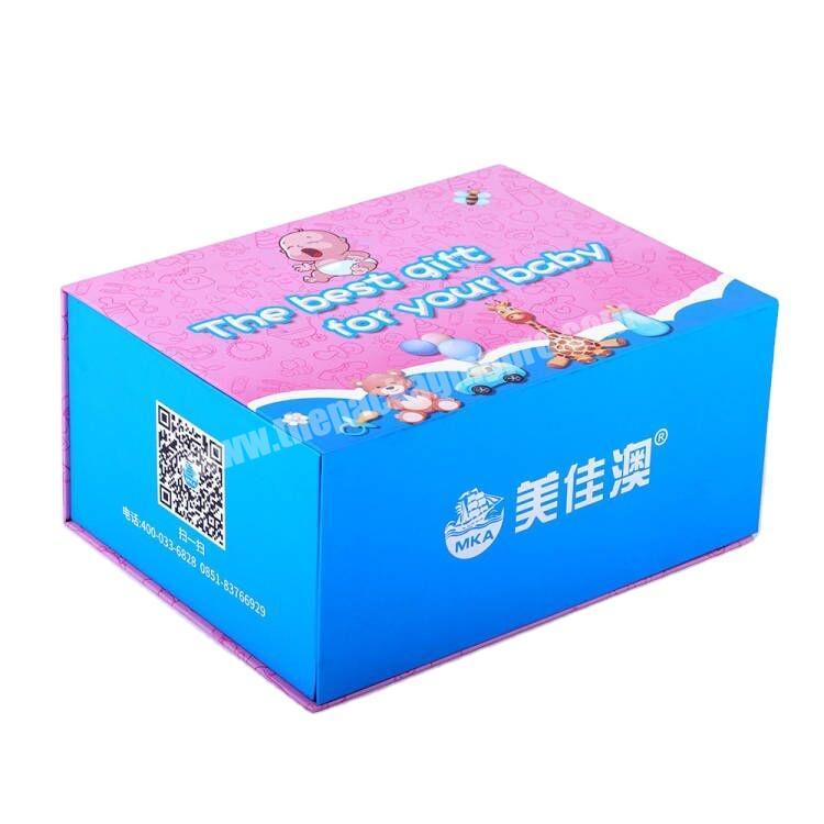 Custom luxury eco friendly baby clothing product paper gift packaging boxes with magnetic lid