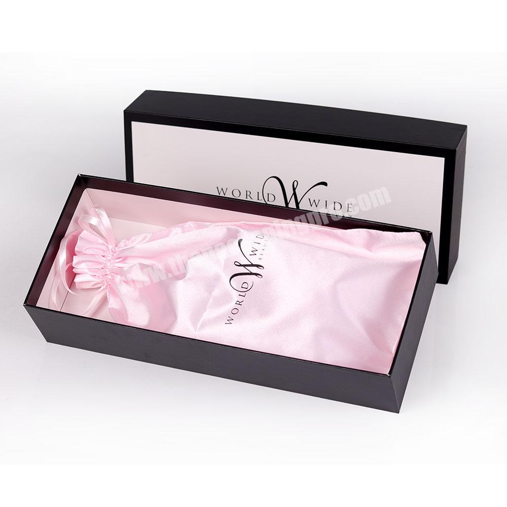 Custom luxury pink paper box flip top gift boxes with black ribbon closure for shoes/bags/ evening dress/colthes