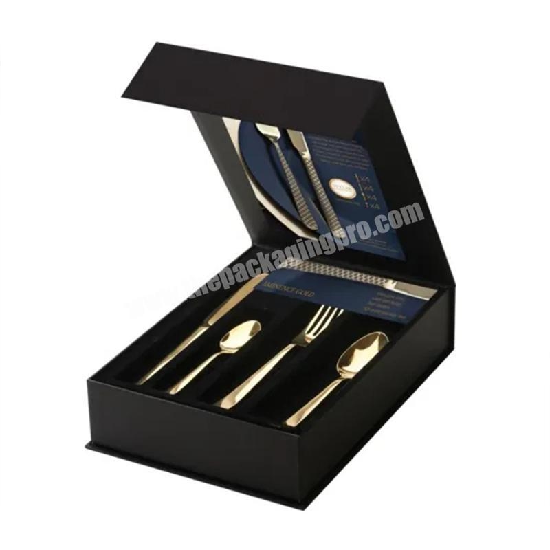 Custom magnetic elegant cardboard tableware forks knife boxes packaging