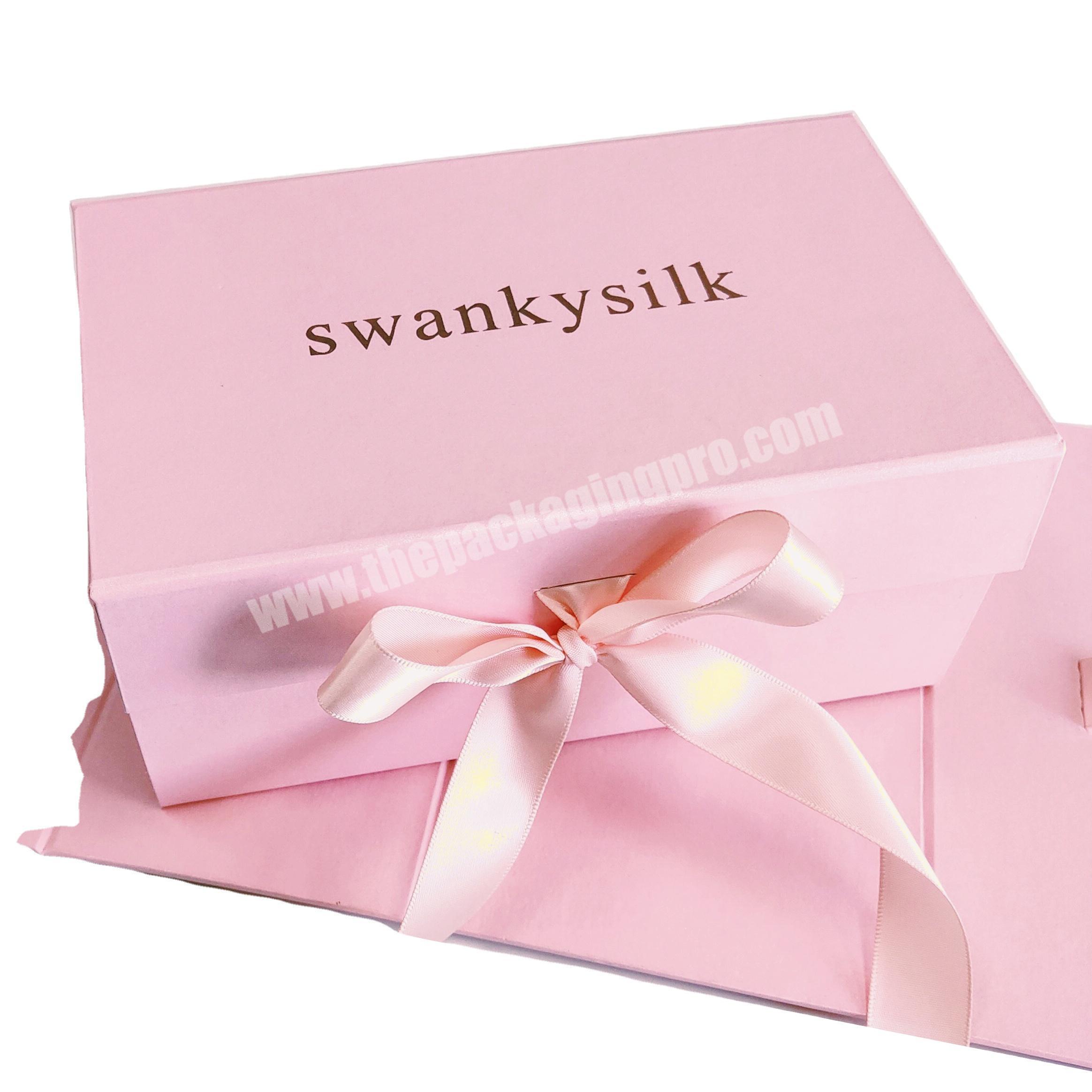 Custom makeup clothing and accessories pink ribbon rose gold logo pink folding gift box hot products