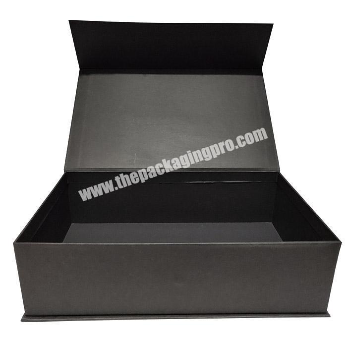 Custom matte black paper 2mm thickness cardboard large folding rigid magnetic closure gift watch packaging belt box