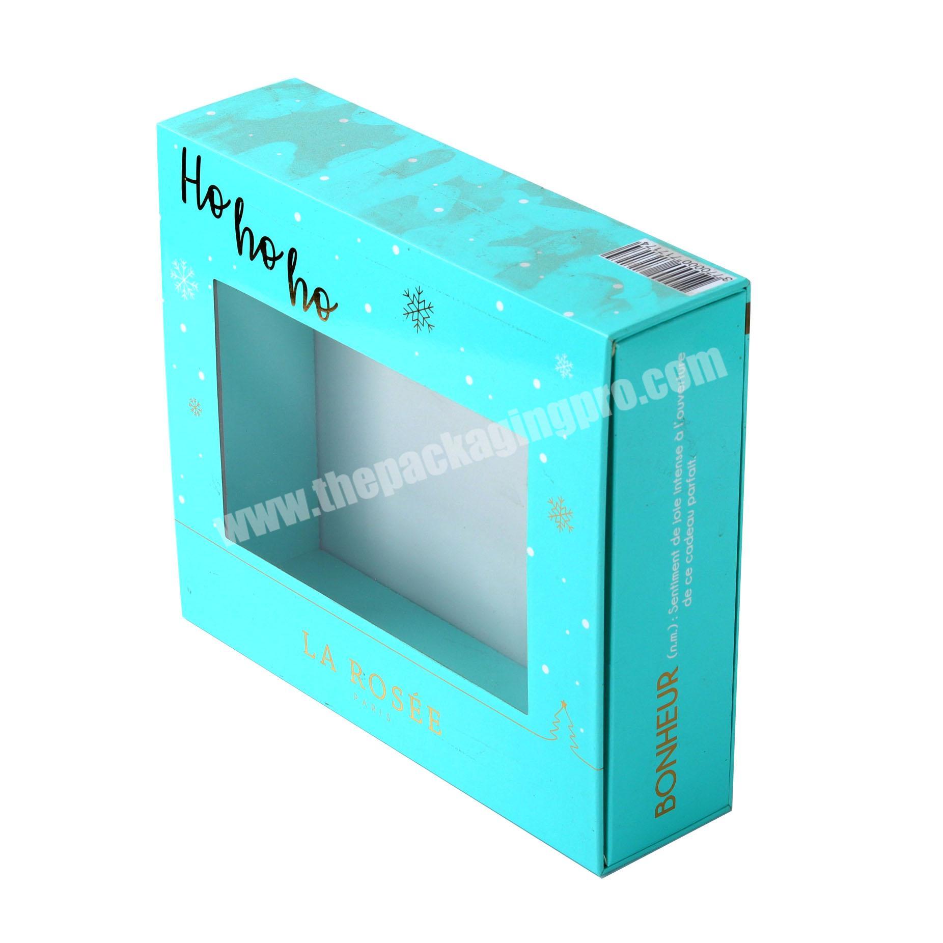 Custom packaging blue color recylable printing drawer box paper card gift box