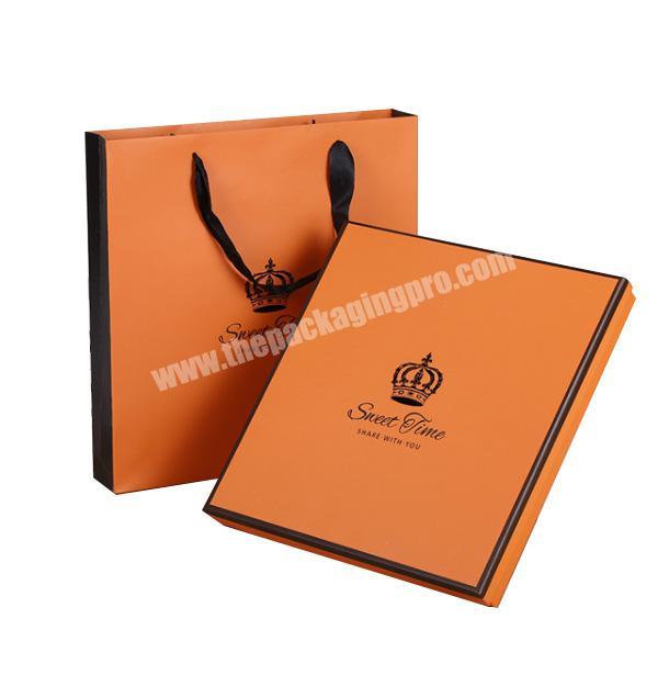 Custom paper orange gift box with bag