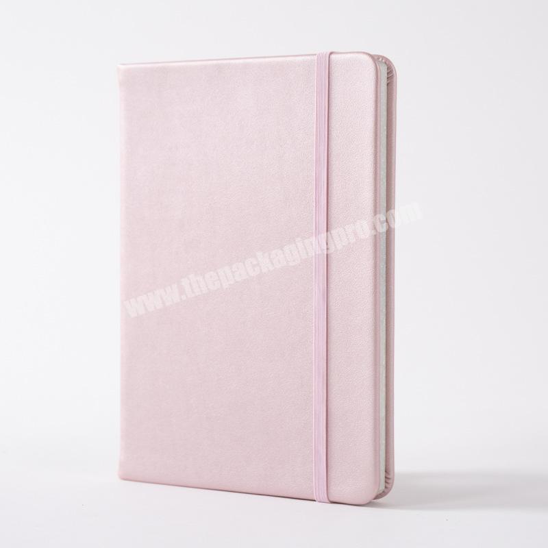 Custom pearly pink hardcover a5 dotted journal notebook with silver edge