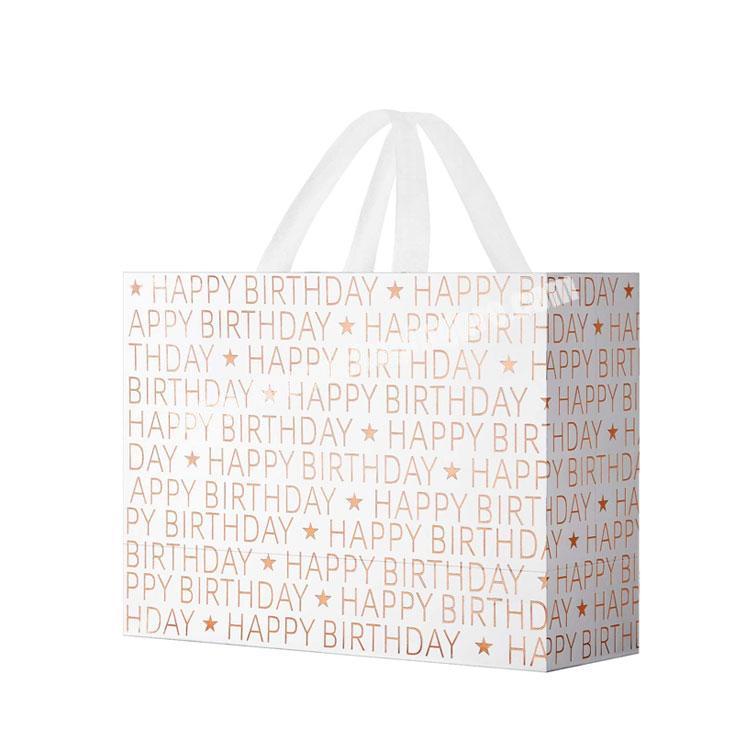 Custom printed Recyclable luxury bulk rose gold letters shopping paper gift bag wholesale