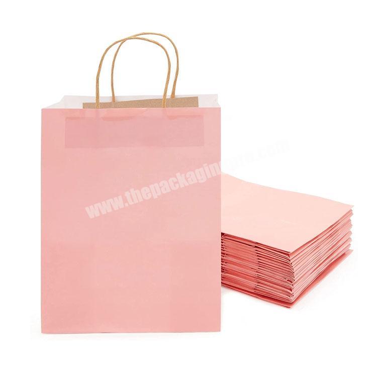Custom printed Wedding Birthday white kraft Rose Gold paper Gift Bags packaging with Handles