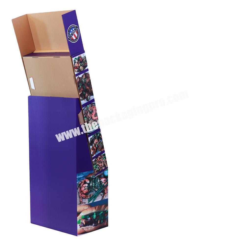 Custom printed cardboard floor free standing folding library book stand for sale