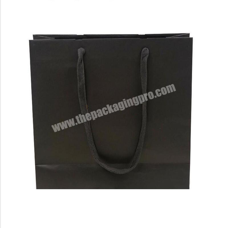 Custom printed design die cutting handle retail black paper shopping gift bag with twisted handle