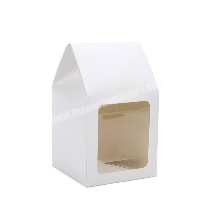 Custom printed food grade craft White Tapered kraft paper cake portable small Box with Window