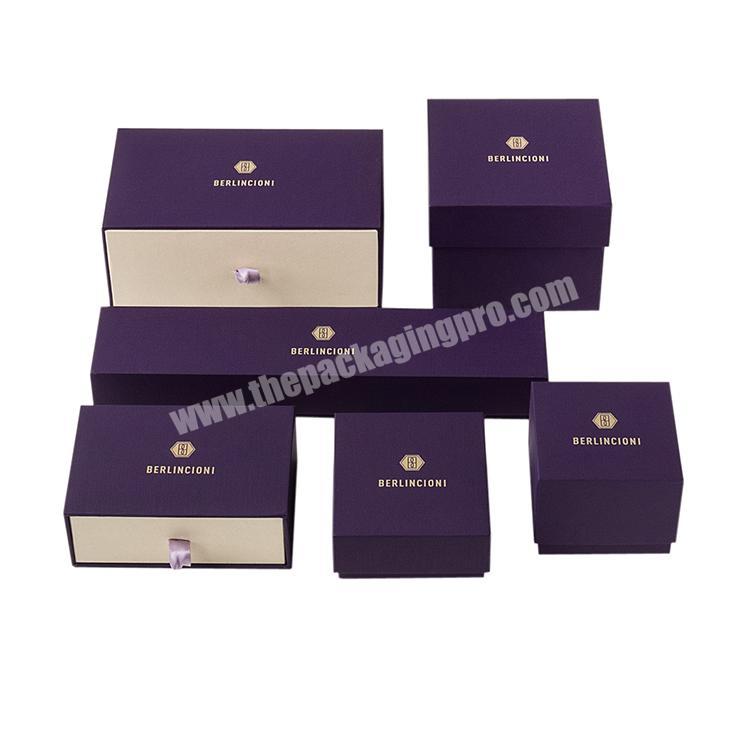 Custom printed logo paper high end girls julery jewelry packaging box purple