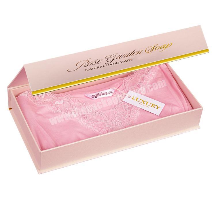 Custom printed paper women underwear bra pajamas lingerie packaging box Pink clothing box for lingerie