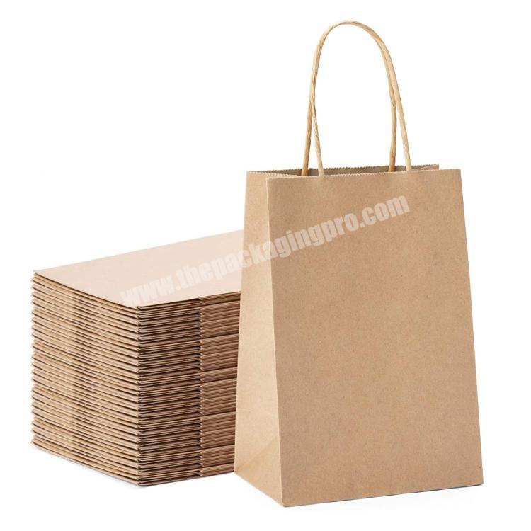 Custom printed recycled brown craft gift shopping kraft paper bags with handles