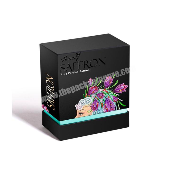 Custom printed safran sargol zaffron saffron packing boxes iron luxury saffron packaging box