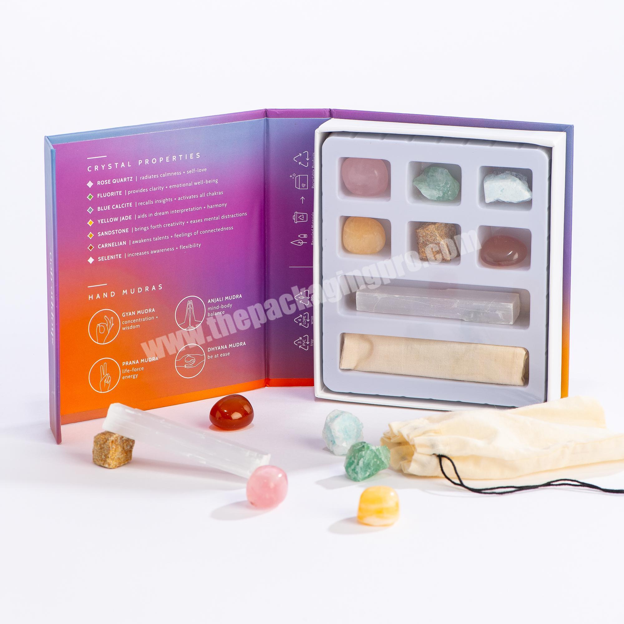 Custom printing cardboard empty gemstone crystal healing stone set boxes