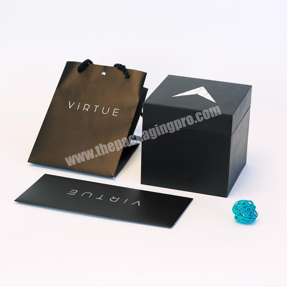 Custom private brand logo black luxury ring and necklace bracelet gift packaging paper boxes jewelry with paper bag