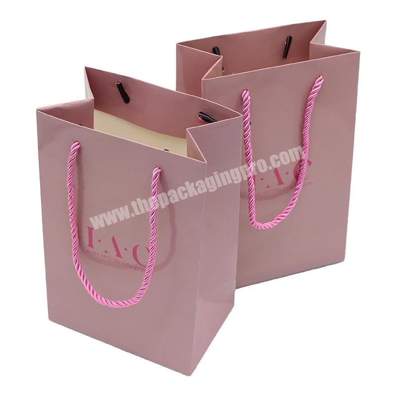 Custom shoes packaging gift shopping pink paper bag for t-shirt clothes carrier