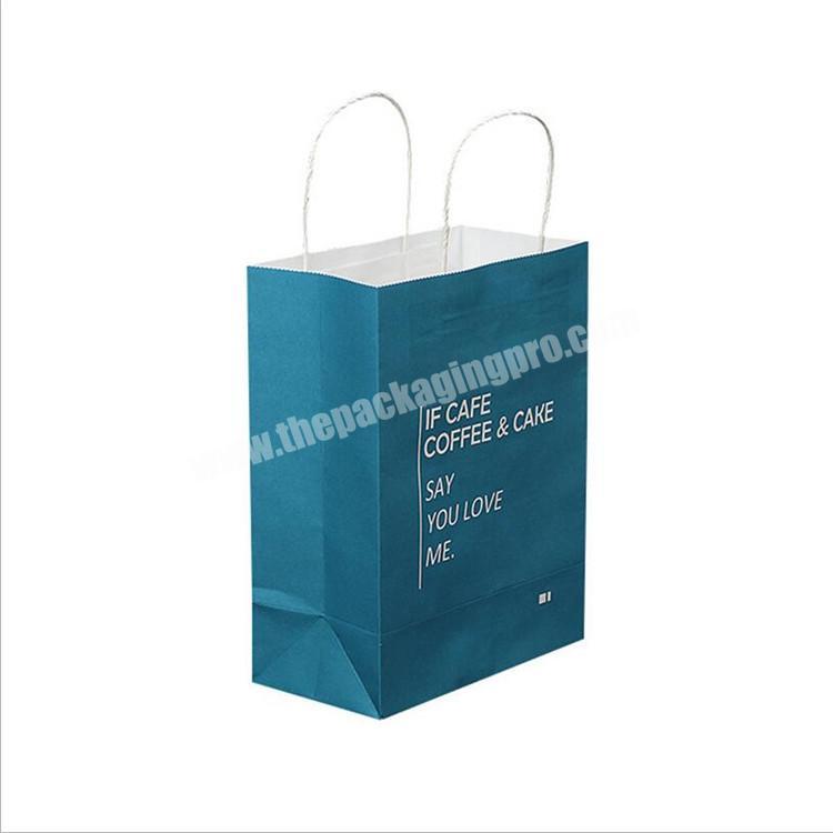 Custom shopping take away wholesale brown kraft flat handle coffee grocery paper bags