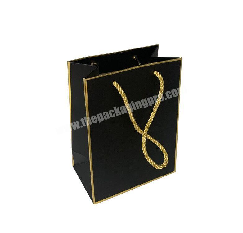 Custom small black gift bags cardboard jewelry shopping paper bag for cosmetic packaging