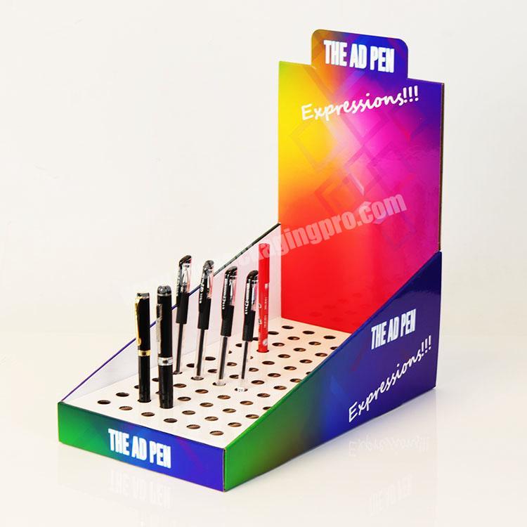 Custom store table display box pen holder cardboard pdq stationery counter display stand