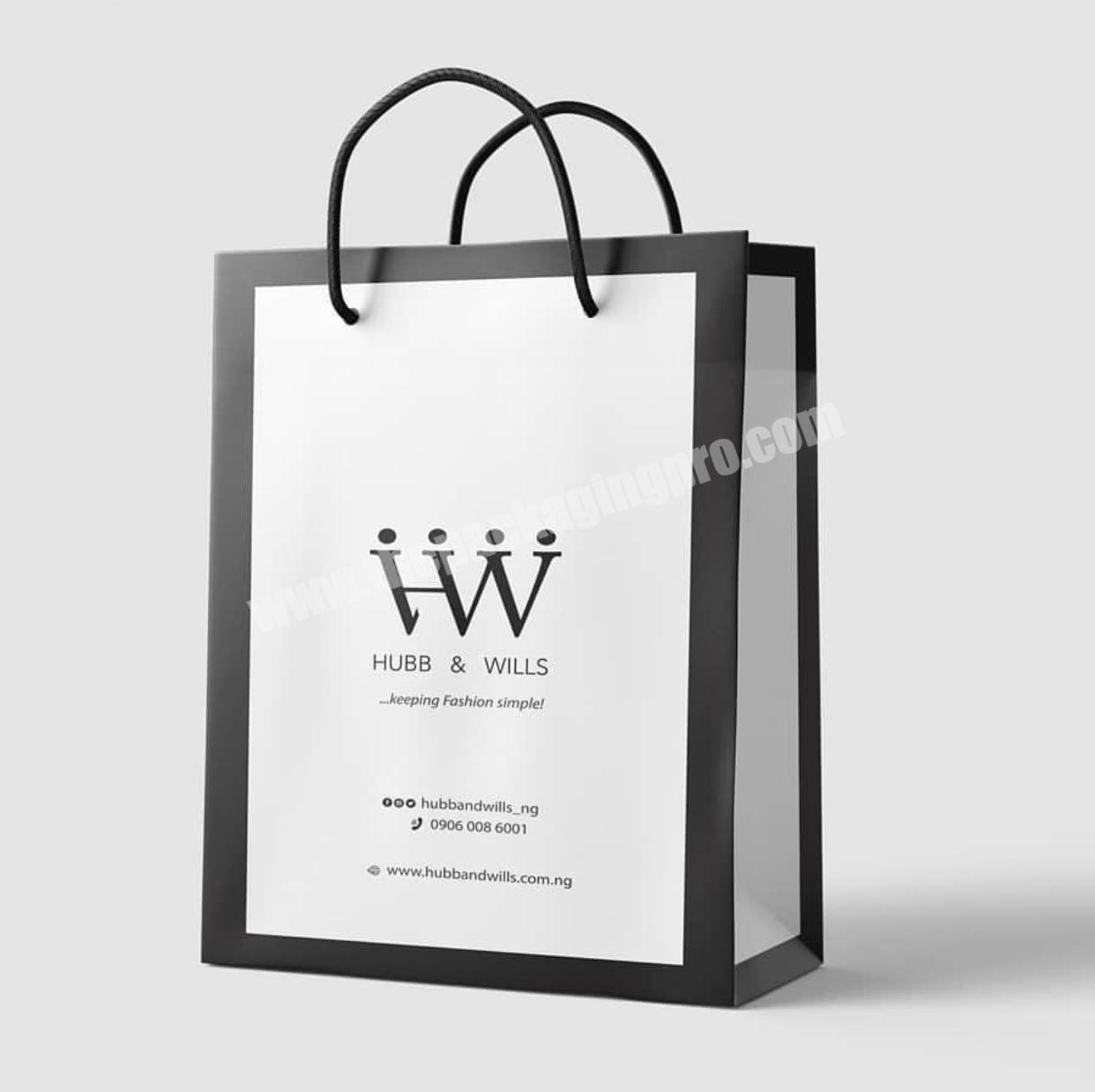 Custom your own logo printed shopping paper bags for clothing