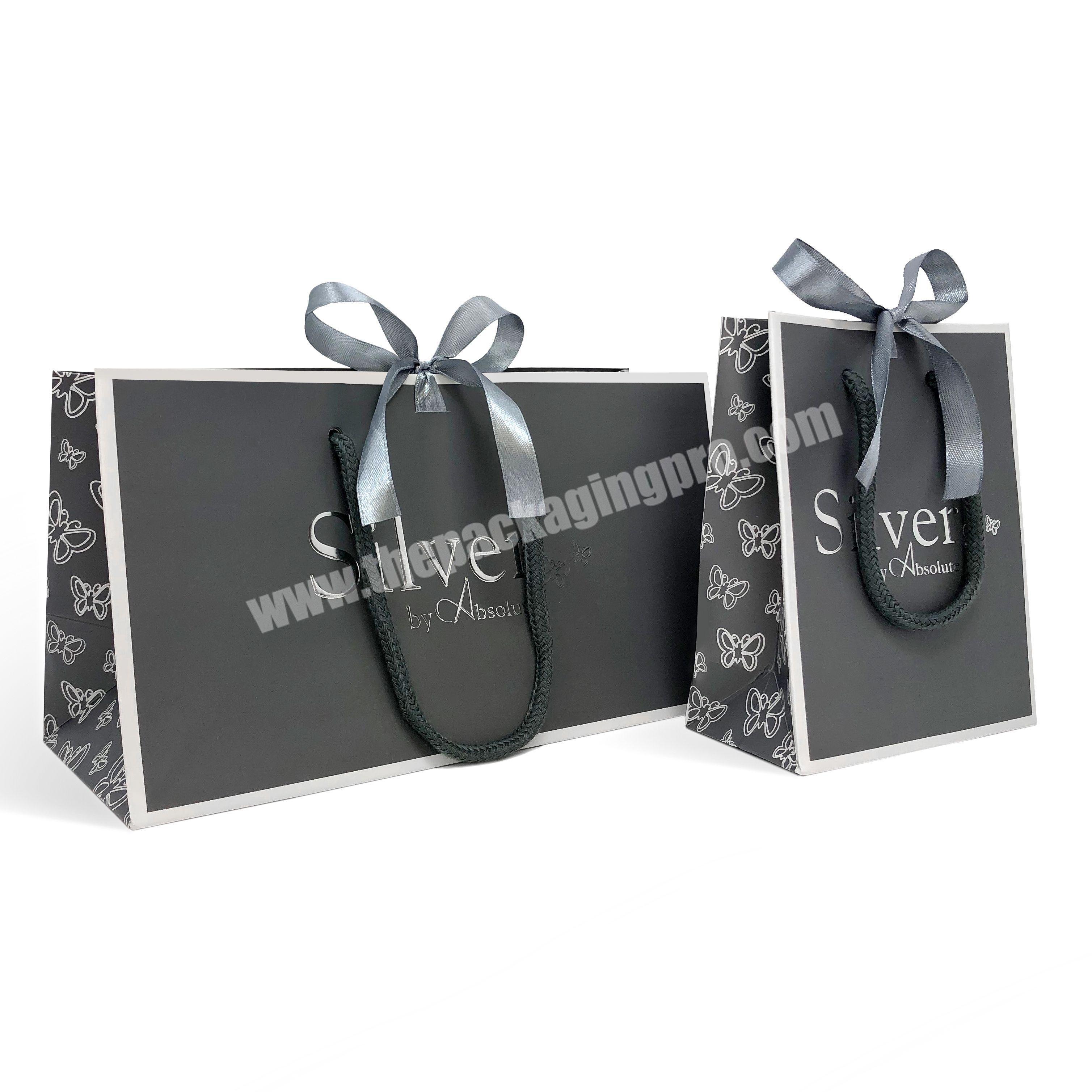 Customised size black luxury matt lamination women dress packaging gift perfume bags for wedding