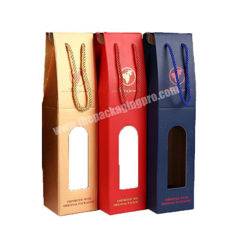 Customize Luxury Premium  Rigid Cardboard Corrugated Packaging Wine Gift Box With Handle