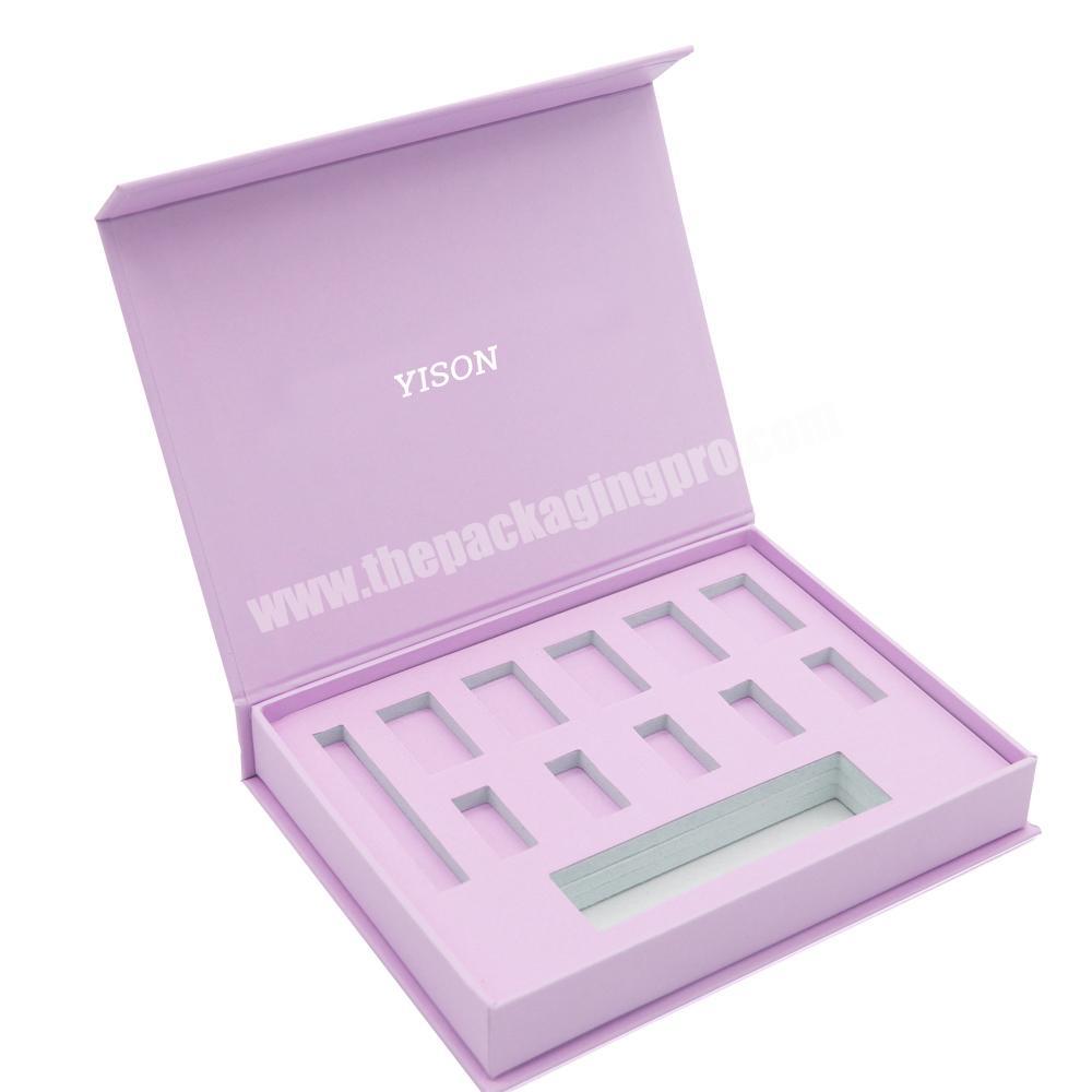 Customize logo printing purple paper boxes for nails fakenail Press on Nail sticker packaging box Custom