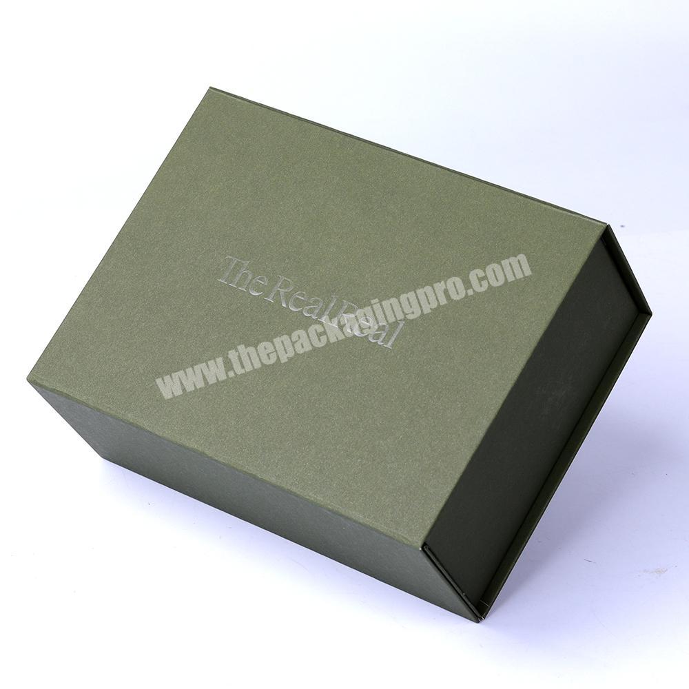 Customize top quality paper gift box cosmetic package green clothing folding paper boxes