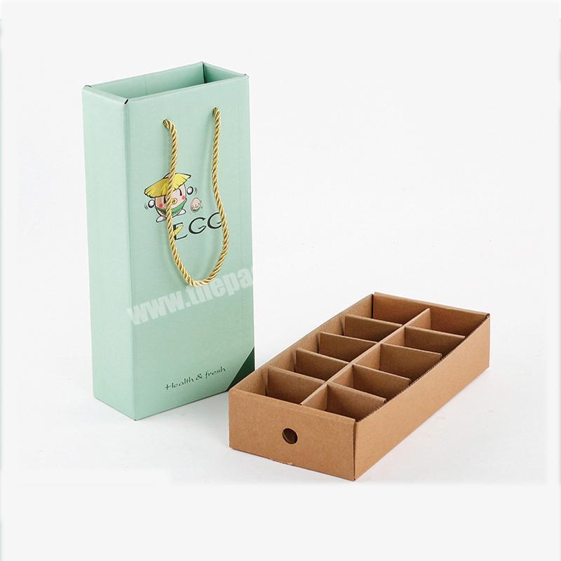 Customized 3 Layers Corrugated Cardboard Eggs Packaging Gifts Box with Handle for 10pcs