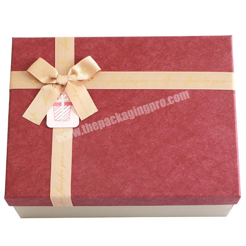 Customized Art Paper Matt Lamination Cardboard Ribbon Personalized Lid Gift Box With Bowknot