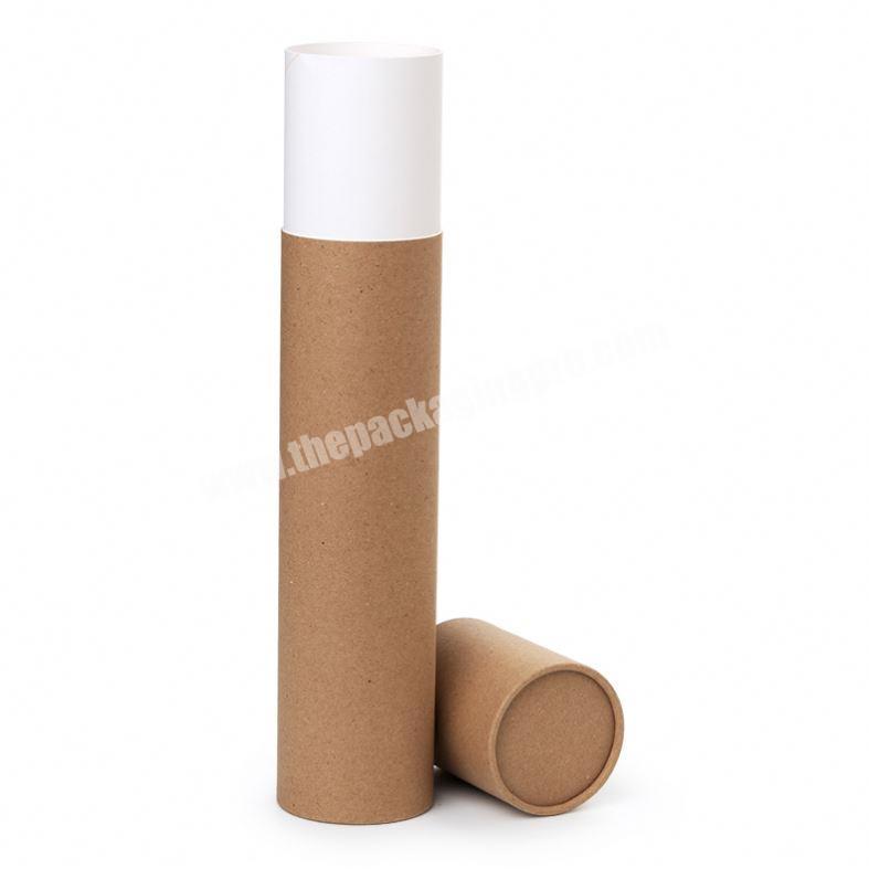Customized Biodegradable Kraft Paper Tube Packaging For Mailing With White Logo Printing