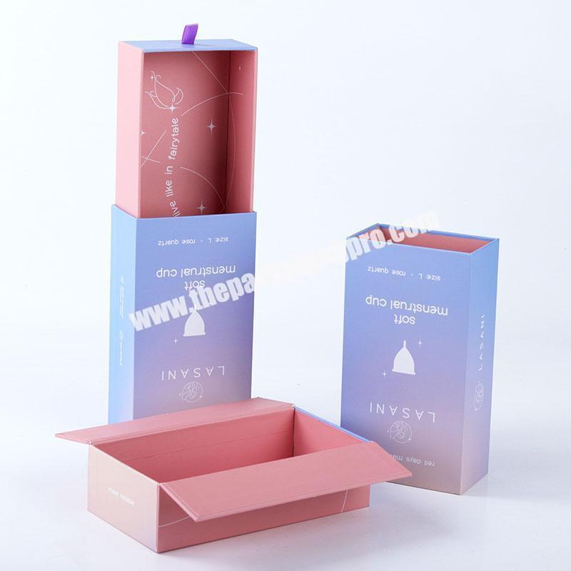 Customized CMYK gradient blue starry sky drawer packaging box cardboard sliding gift box