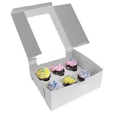 Customized Cardboard Paper Cupcake Box With Clear Plastic Window