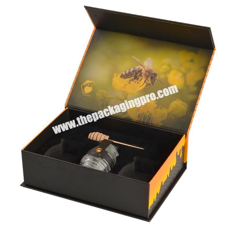 Flap Lid Packaging Cardboard Custom Magnetic gift Closure Foam Honey Carton Paper Box For Honey Jar