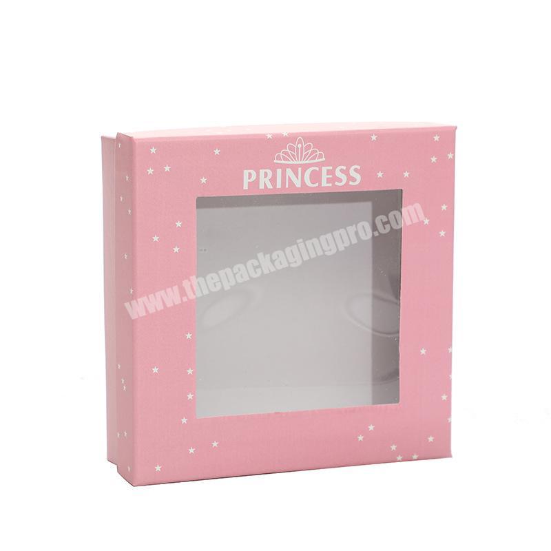 Customized Designer Printed Folded Box Gold Foil Full Printing Paper Cardboard Gift Box With Clear Pvc Window