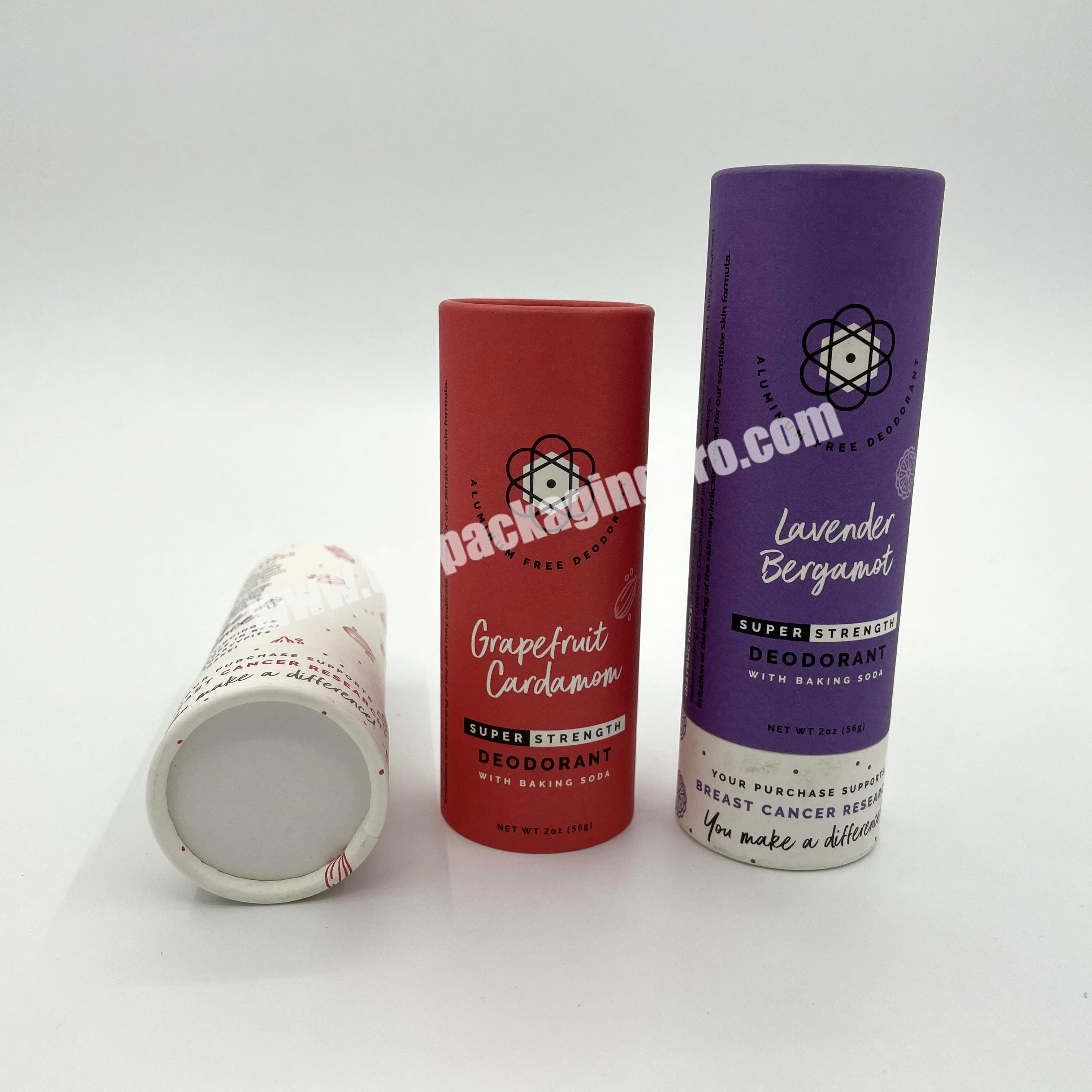 Custom Round Push Up Deodorant Stick Cardboard Containers Eco Friendly Empty Biodegradable Paper Tube Packaging