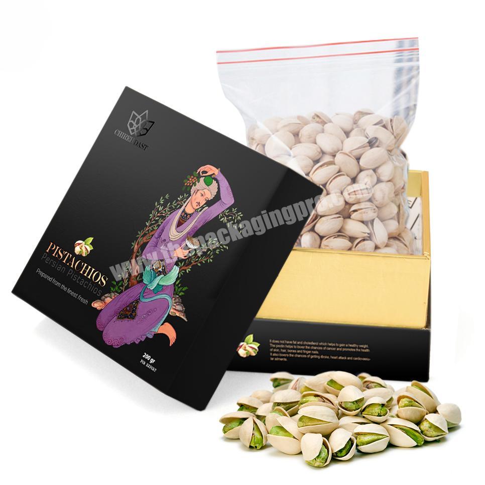 Customized Luxury Black Dry Fruits Nuts Gift Box Packing Dry Fruits Nuts Packaging Box For Nuts