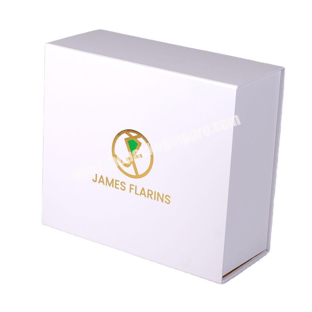Customized Luxury Textured Paper Rigid Cardboard Clothing Packaging Foldable Magnetic Gift Box With Ribbon