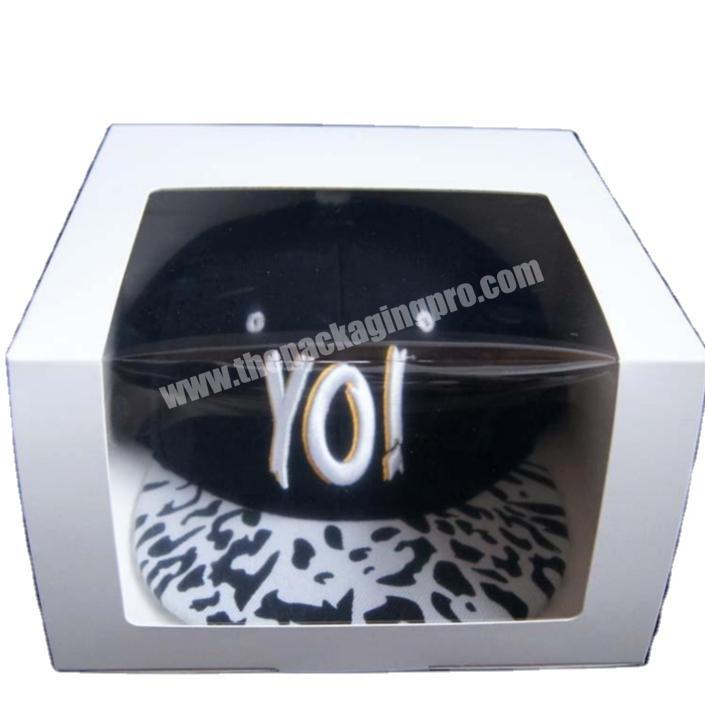 Customized Paper Corrugated Cardboard Hat Box White Baseball Hat Box Curved Brim Transparent Folding Cap Boxes