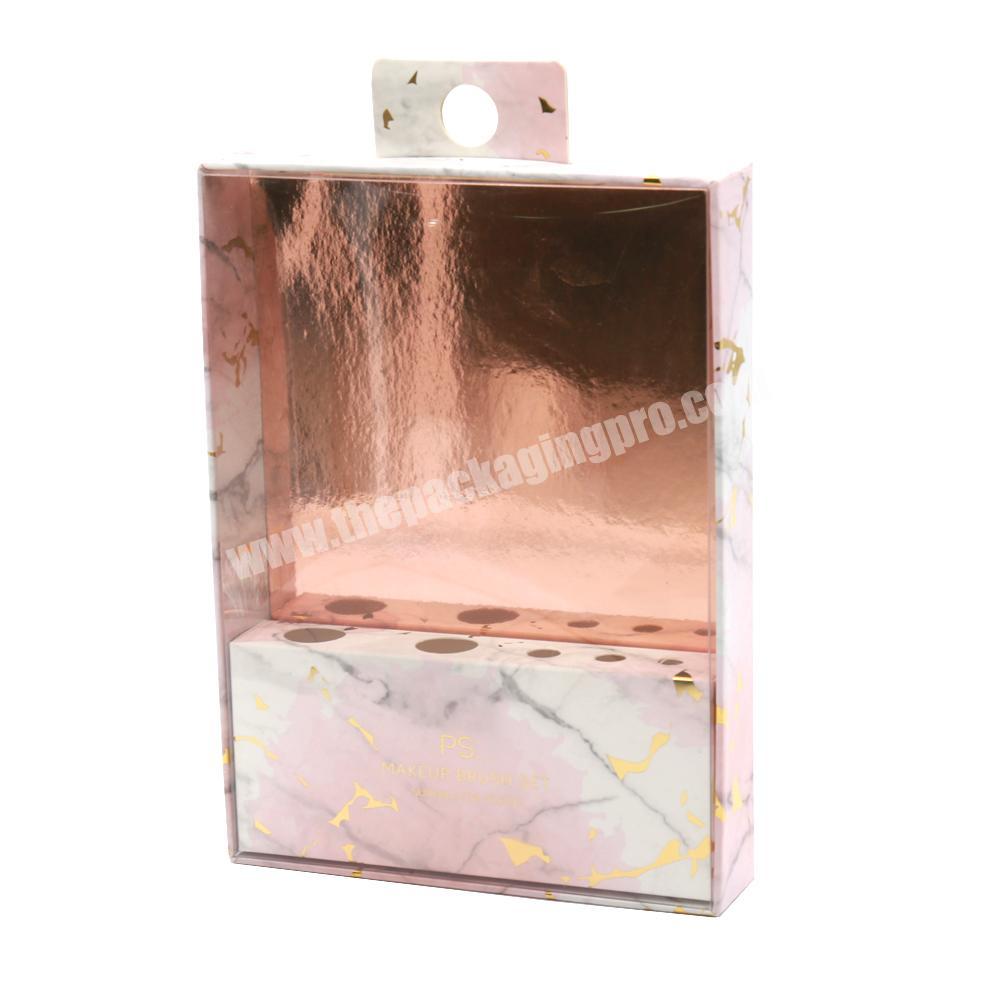 Customized Pink Cosmetic Makeup Brushes Paper Box For Make Up Brushes