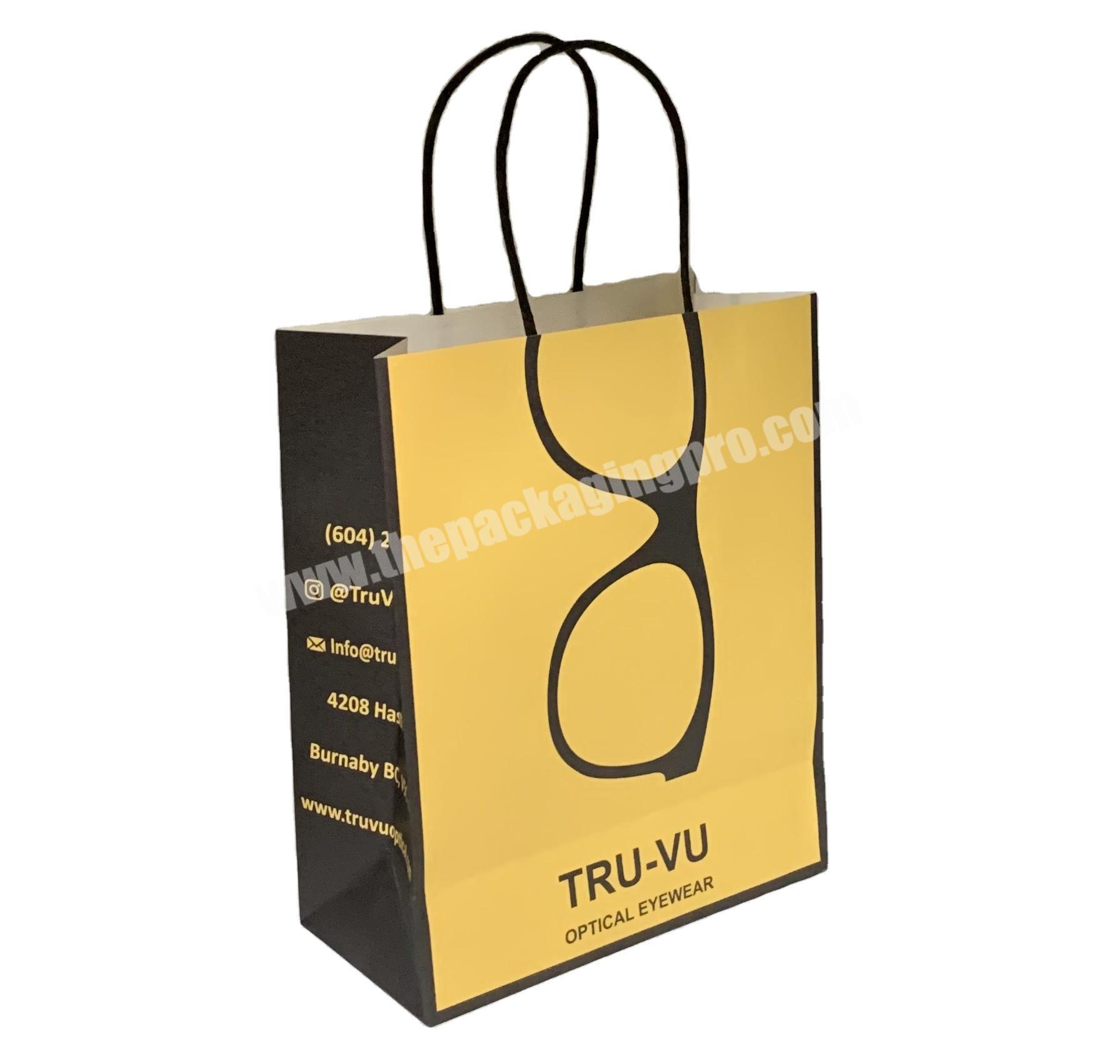 Customized Printed Eyeglasses Packaging Glasses Kraft Paper Bags For Spectacles Optical Shop