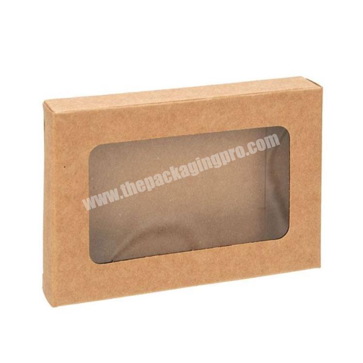 Customized Recyclable brown Paper kraft window gift boxes packaging boxes with Attached PET Sheet