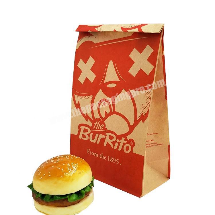 Customized Take Away Food Package Kraft Paper Bag