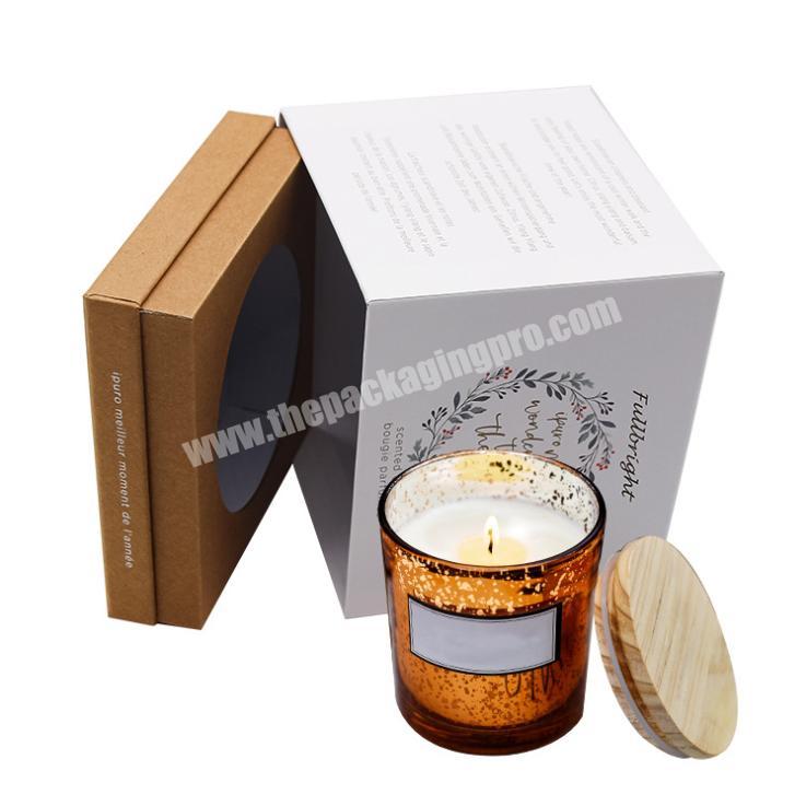 Customized White Brown Luxury Packaging Rigid Paper Round Tube Gifts Candle Box