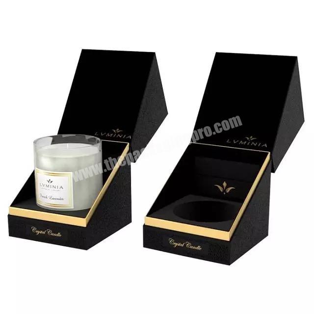 Customized cardboard Kraft paper biodegradable paper packing box craft small candle black box.